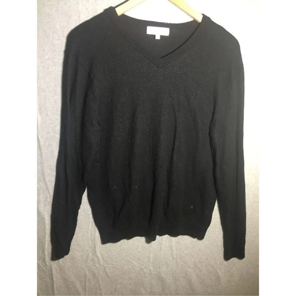 Womens Turnbury Sweater Merino Wool V Neck Black Vintage Casual Soft Winter - Picture 1 of 4